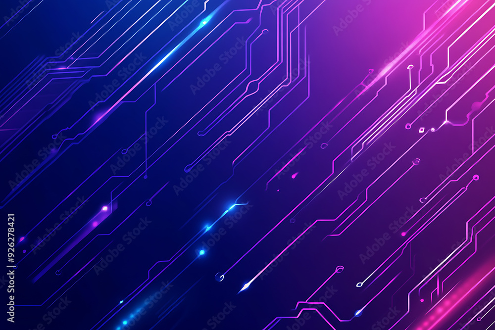 Futuristic vector illustration of an abstract circuit board with neon blue and purple gradients, showcasing intricate digital patterns and tech elements Futuristic vector illustration of an abstract circuit board with neon blue and purple gradients, showcasing intricate digital patterns and tech elements