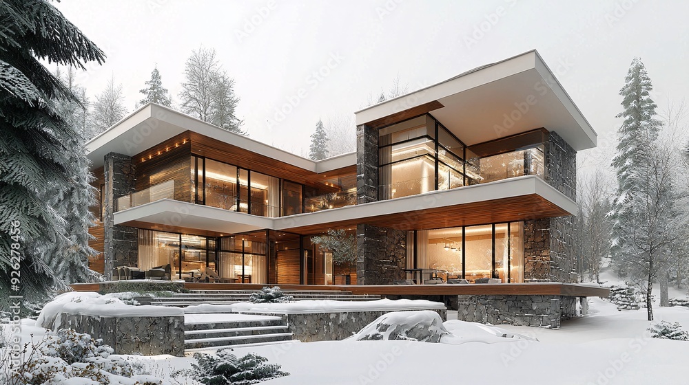 Modern Scandinavian Home Embracing Minimalism with Natural Materials on White Background Modern Scandinavian Home Embracing Minimalism with Natural Materials on White Background