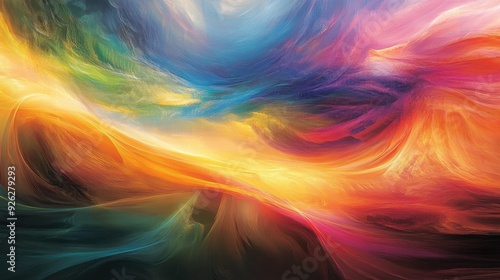 Abstract imagery of human hope, featuring bright colors and smooth flowing lines in a beautiful paradise setting