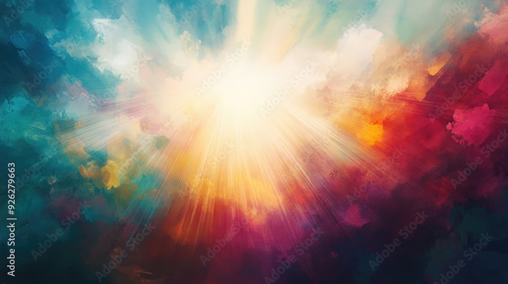 An abstract artwork symbolizing human hope, with bright light beams and soft colors blending into a dreamy paradise background An abstract artwork symbolizing human hope, with bright light beams and soft colors blending into a dreamy paradise background