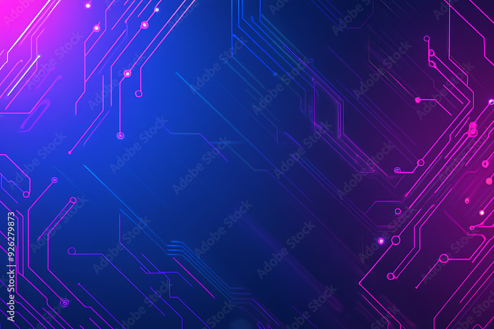 Futuristic vector illustration of an abstract circuit board with neon blue and purple gradients, showcasing intricate digital patterns and tech elements Futuristic vector illustration of an abstract circuit board with neon blue and purple gradients, showcasing intricate digital patterns and tech elements