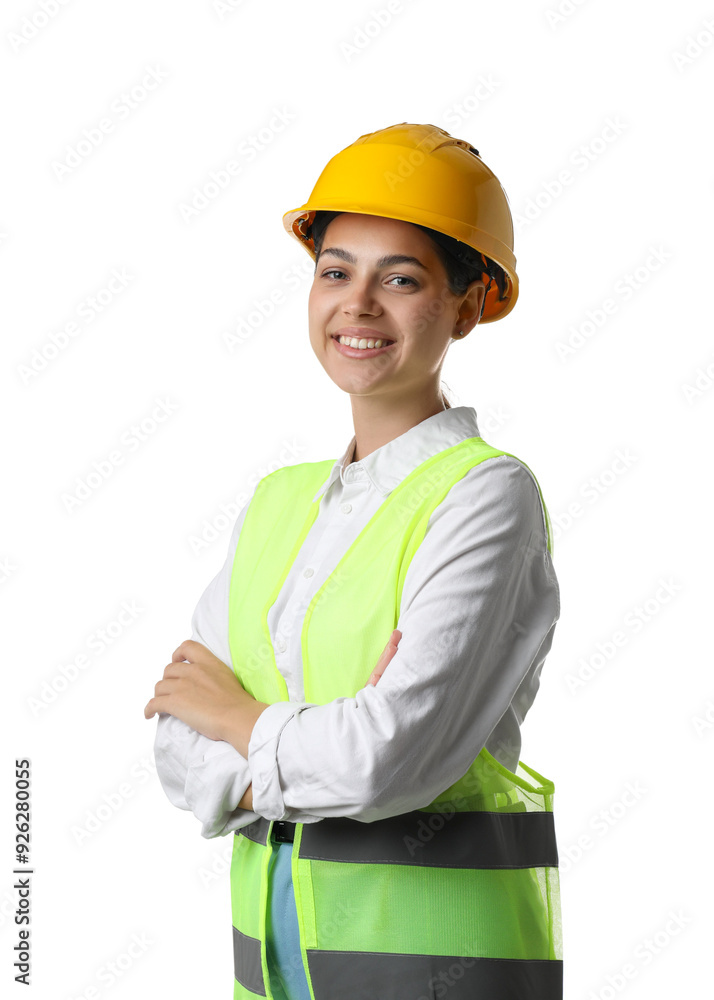 Engineer in hard hat on white background Engineer in hard hat on white background