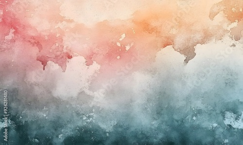 Abstract Watercolor Background with Pink, Peach, and Blue Tones