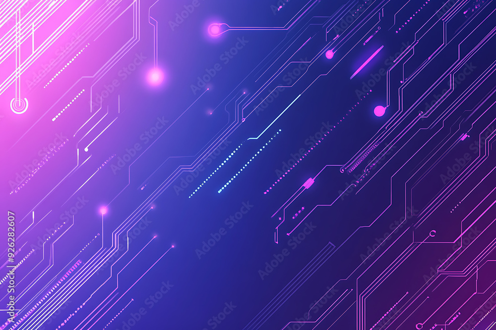 Futuristic vector illustration of an abstract circuit board with neon blue and purple gradients, showcasing intricate digital patterns and tech elements Futuristic vector illustration of an abstract circuit board with neon blue and purple gradients, showcasing intricate digital patterns and tech elements