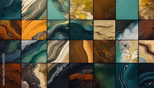 A collage of various natural earth textures mixed in beautiful abstract background photo