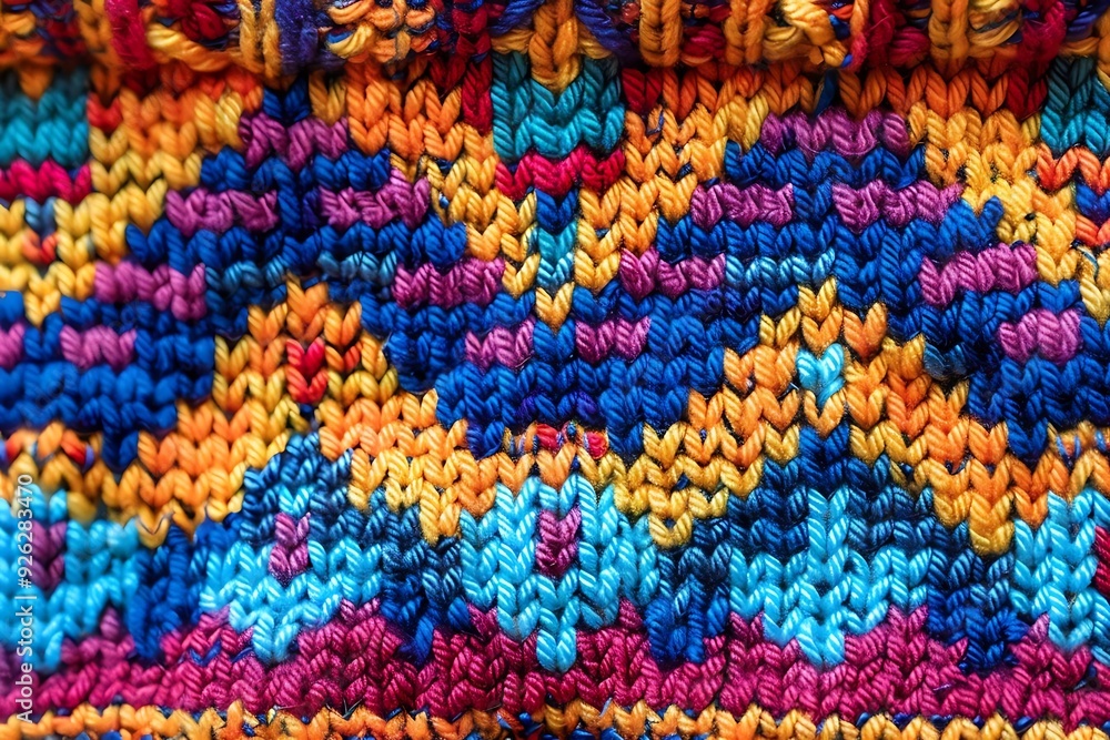 Colorful Knitted Fabric Texture - Close Up Photography Colorful Knitted Fabric Texture - Close Up Photography