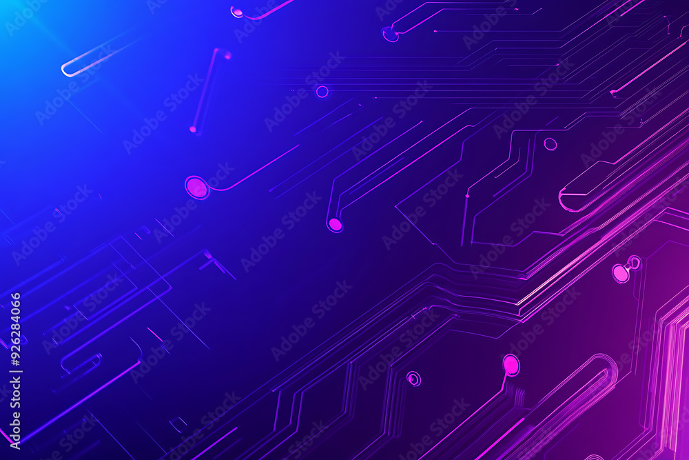 Futuristic vector illustration of an abstract circuit board with neon blue and purple gradients, showcasing intricate digital patterns and tech elements Futuristic vector illustration of an abstract circuit board with neon blue and purple gradients, showcasing intricate digital patterns and tech elements
