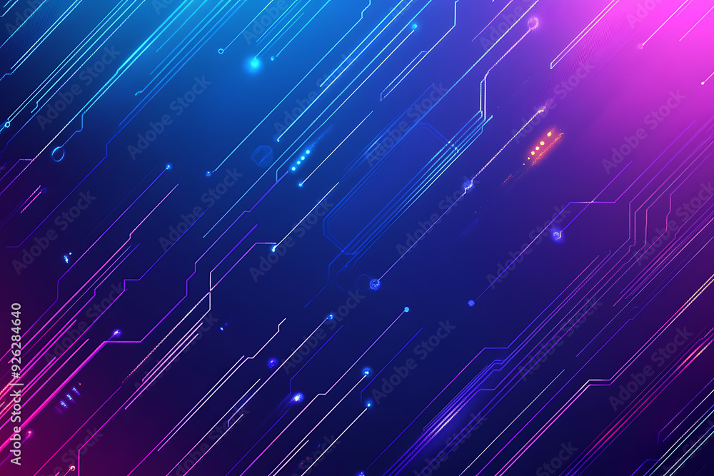 Futuristic vector illustration of an abstract circuit board with neon blue and purple gradients, showcasing intricate digital patterns and tech elements Futuristic vector illustration of an abstract circuit board with neon blue and purple gradients, showcasing intricate digital patterns and tech elements