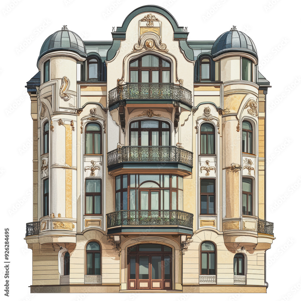 PNG Elegant historic building with ornate architecture and balconies in a city setting during daylight PNG Elegant historic building with ornate architecture and balconies in a city setting during daylight