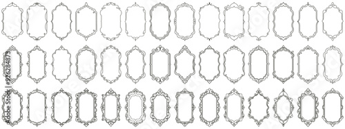 Decorative frames. Retro ornamental frame, vintage ornaments and ornate border. Decorative wedding frames, antique museum picture borders or deco devider. Vector illustration.
