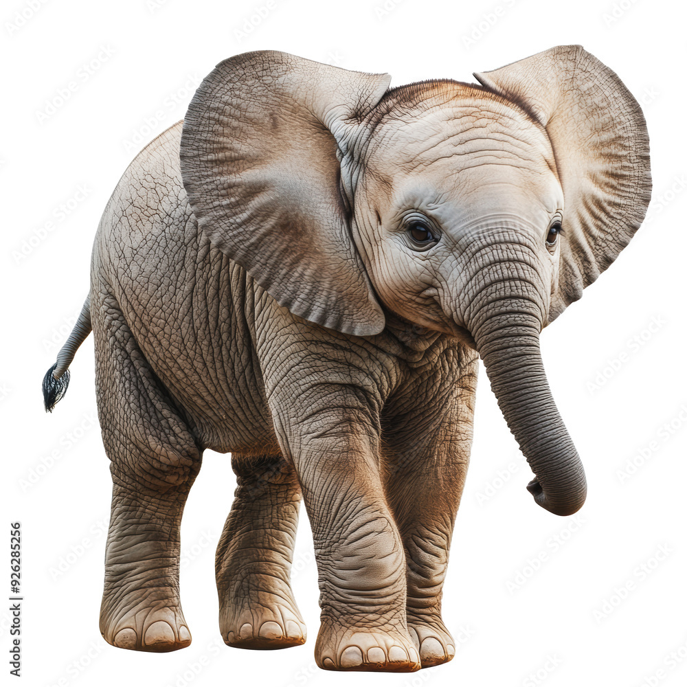 Fototapeta premium PNG Young elephant walking on a plain during daylight hours
