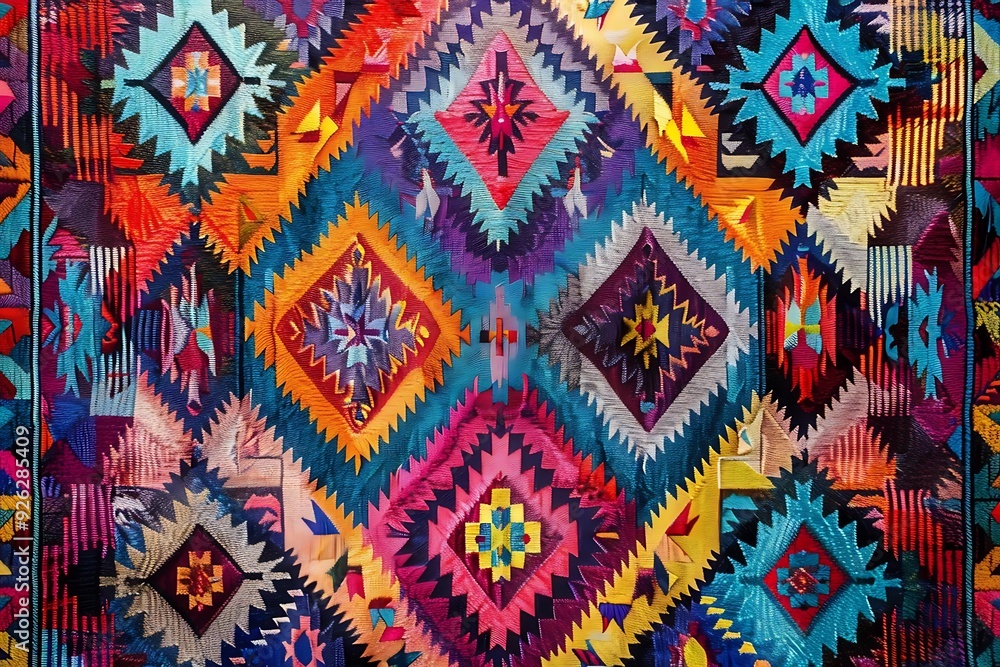 Colorful Geometric Pattern Textile Abstract Background Colorful Geometric Pattern Textile Abstract Background
