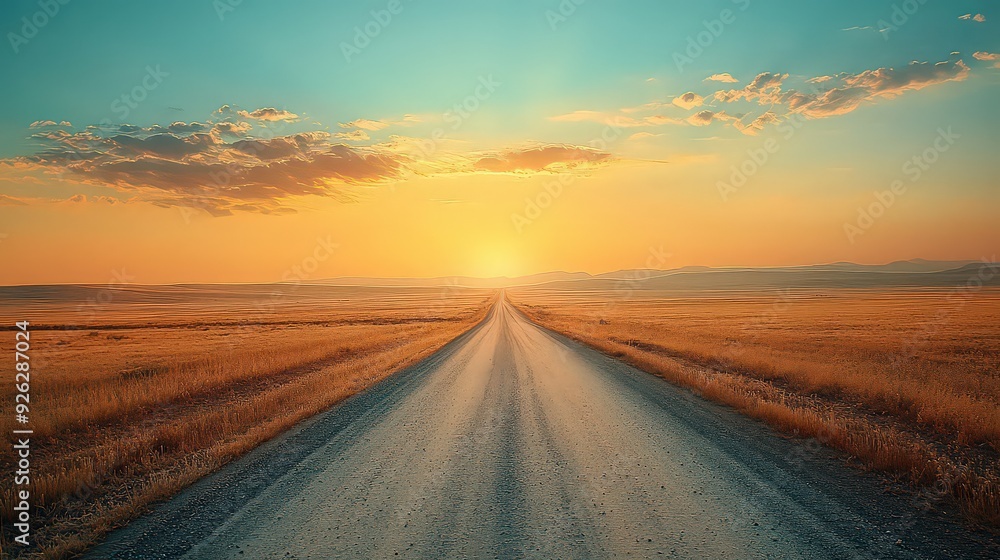 long, open road stretching into the distance, surrounded by wide, open plains under a bright sky. long, open road stretching into the distance, surrounded by wide, open plains under a bright sky.