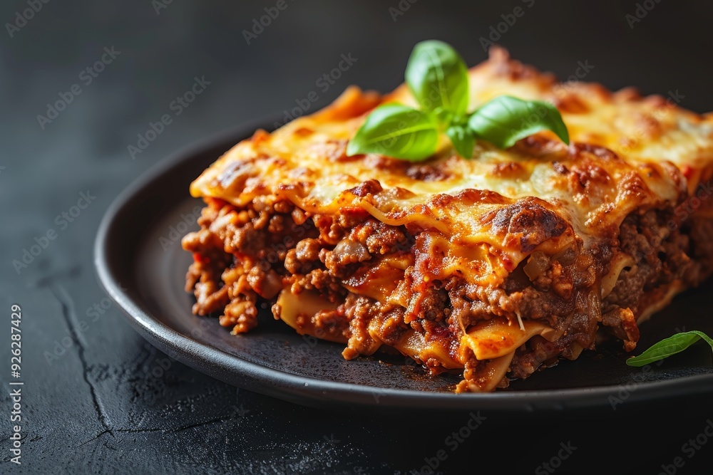 Delicious Italian Lasagna A Close-Up of Layered Pasta, Rich Meat Sauce, and Melted Cheese Delicious Italian Lasagna A Close-Up of Layered Pasta, Rich Meat Sauce, and Melted Cheese
