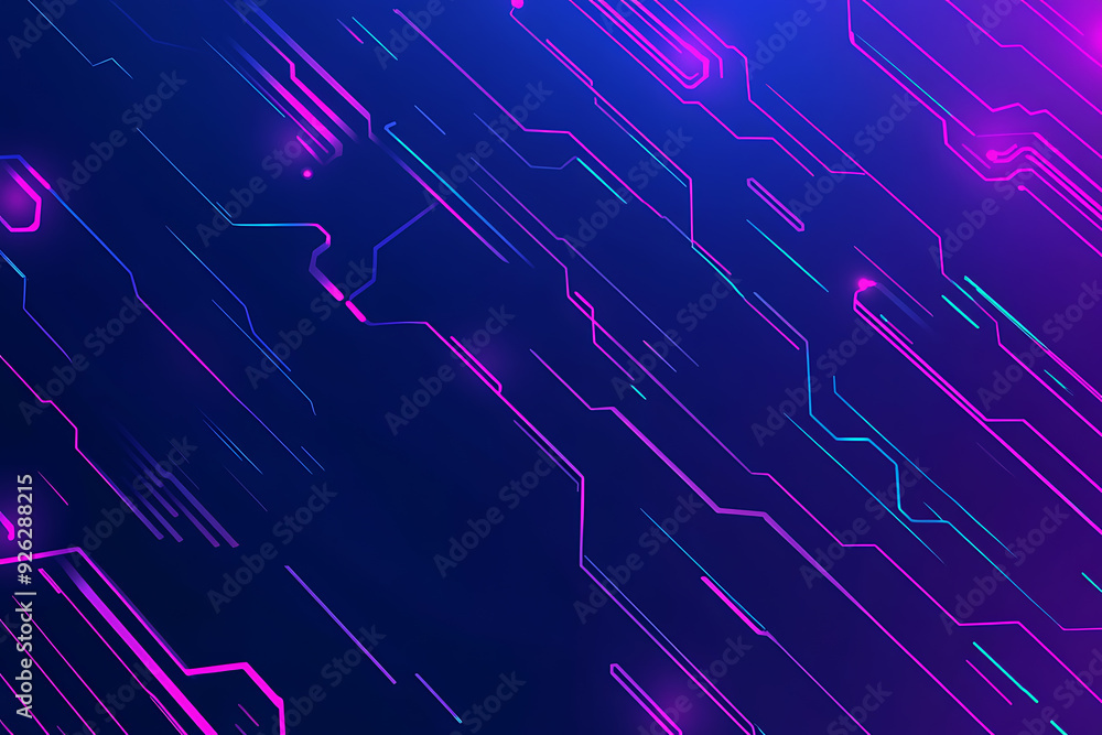 Futuristic vector illustration of an abstract circuit board with neon blue and purple gradients, showcasing intricate digital patterns and tech elements Futuristic vector illustration of an abstract circuit board with neon blue and purple gradients, showcasing intricate digital patterns and tech elements
