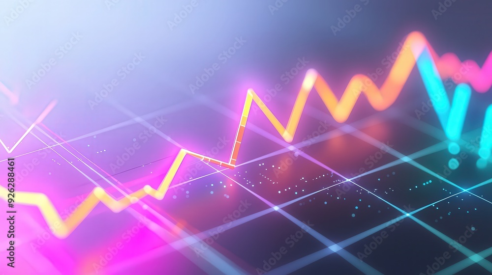 Predictive data analysis, glowing trend lines and graphs, 3D illustration on a white background. Predictive data analysis, glowing trend lines and graphs, 3D illustration on a white background.