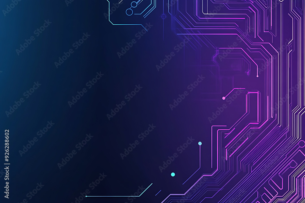Futuristic vector illustration of an abstract circuit board with neon blue and purple gradients, showcasing intricate digital patterns and tech elements Futuristic vector illustration of an abstract circuit board with neon blue and purple gradients, showcasing intricate digital patterns and tech elements