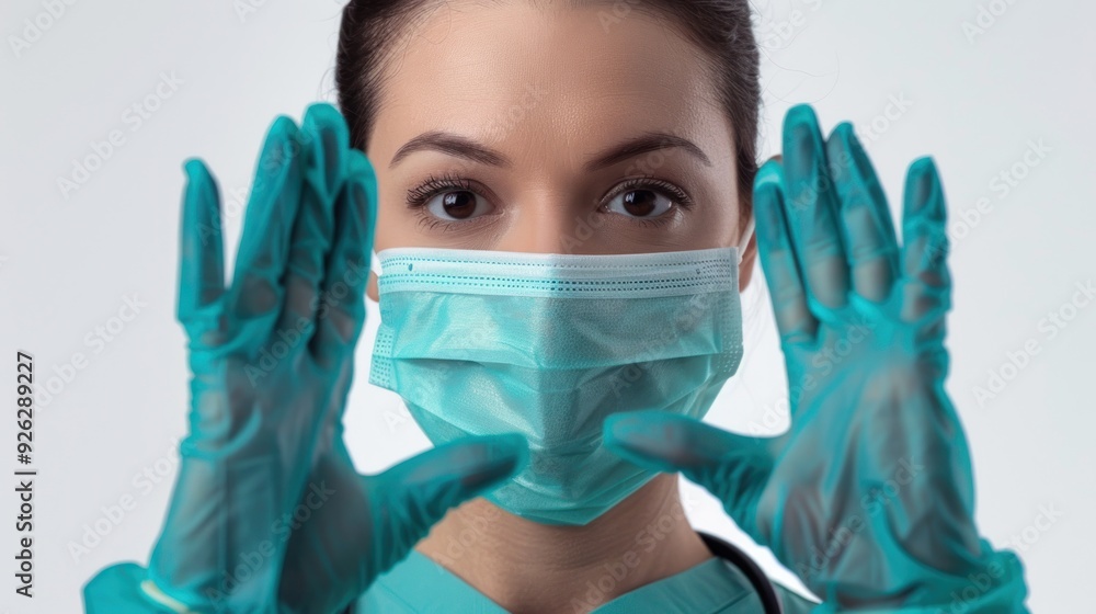 Female Doctor Wearing a Medical Mask and Gloves Female Doctor Wearing a Medical Mask and Gloves