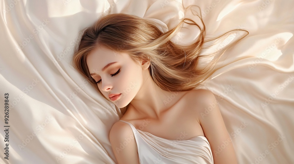 Elegant Young Woman with Smooth, Radiant Skin on Soft Background Elegant Young Woman with Smooth, Radiant Skin on Soft Background