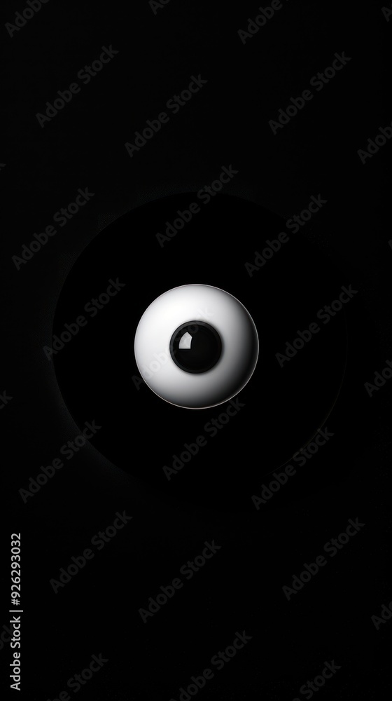 Eye ball black white black background.