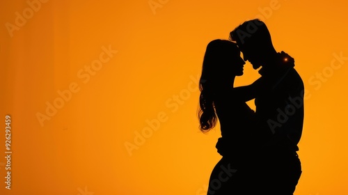 couples silhouette on a solid colored background