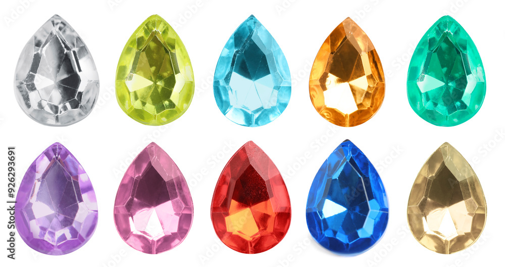 Fototapeta premium Many different gemstones isolated on white, set