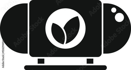 Black glyph icon for a bio sewage treatment plant, representing eco friendly waste management