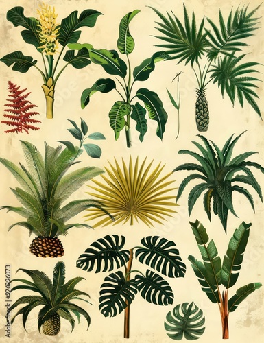 collage image vintage botanical plants