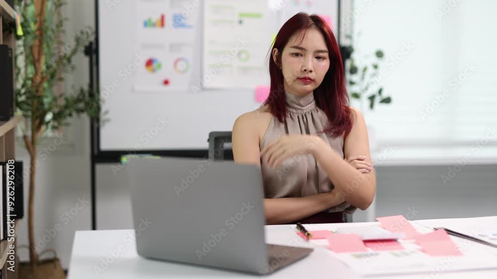Strategic business analysis by a professional woman in an office. Businesswoman analyzes data on her laptop, plans strategy, and thinks critically in an office setting. Strategic business analysis by a professional woman in an office. Businesswoman analyzes data on her laptop, plans strategy, and thinks critically in an office setting.