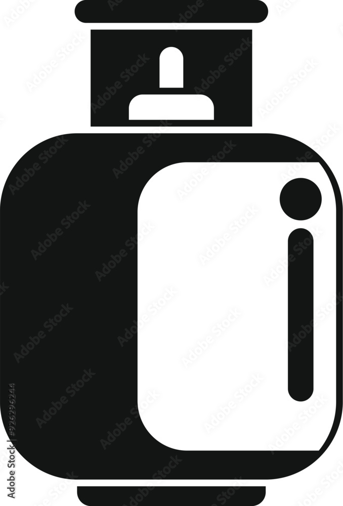 Black and white icon of a gas cylinder, essential equipment for outdoor cooking and heating during camping trips Black and white icon of a gas cylinder, essential equipment for outdoor cooking and heating during camping trips