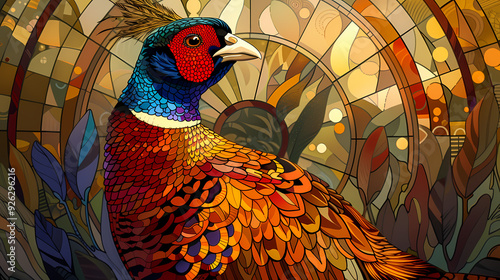 golden pheasant,Luxurious golden pheasant with an open tail.