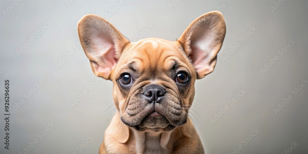 Adorable French Bulldog puppy with wrinkled face and floppy ears Adorable French Bulldog puppy with wrinkled face and floppy ears