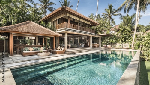 Wallpaper Mural Tropical house with swimming pool and patio. Torontodigital.ca