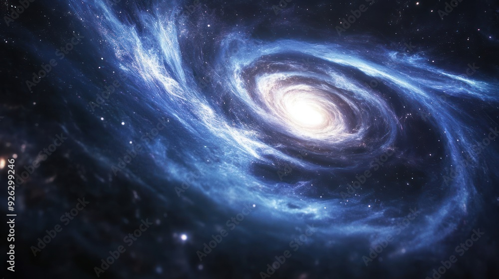 Obraz premium A Cosmic Spiral Galaxy with Glowing Core in a Starry Night