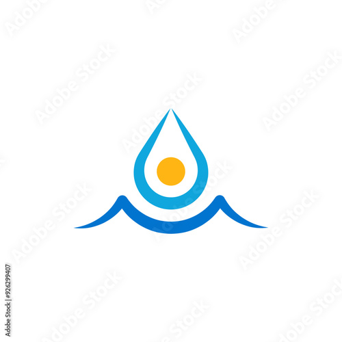 meditating man yoga water wave spa logo vector icon