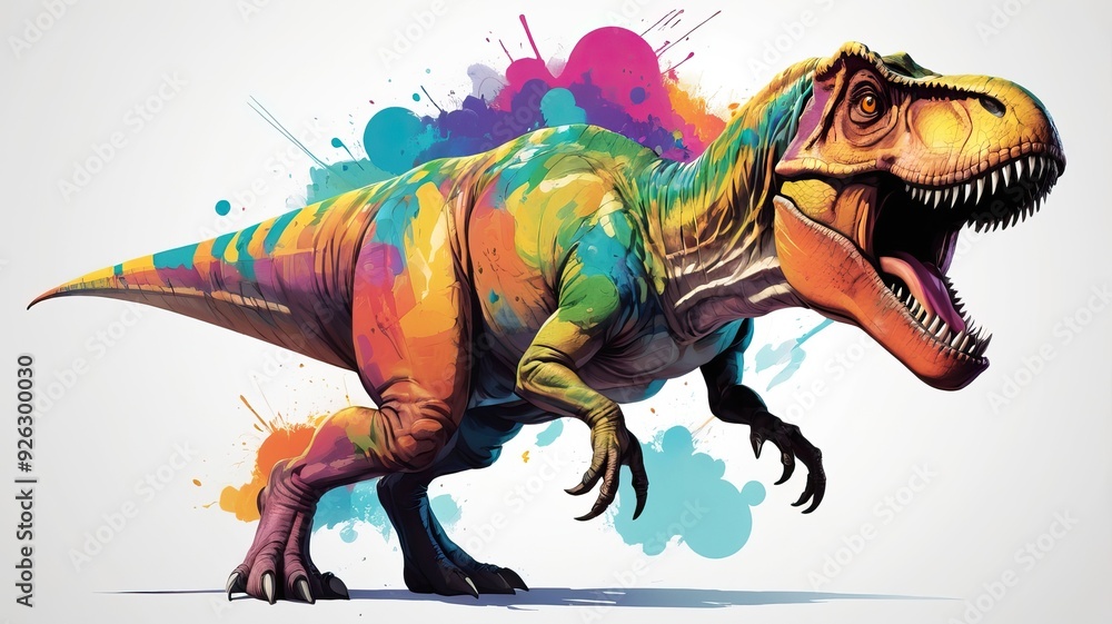 Fototapeta premium Vibrant Dinosaurier Kunst Schönes Farbenfrohe Gemälde Abstrakter Hintergrund