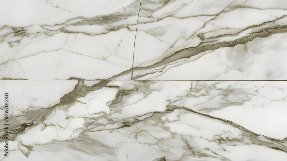 Fototapeta premium White Marble Texture: Close-up of a polished white marble surface with intricate gray veins and a smooth, elegant finish. A captivating backdrop for luxury, sophistication, and design inspiration. 