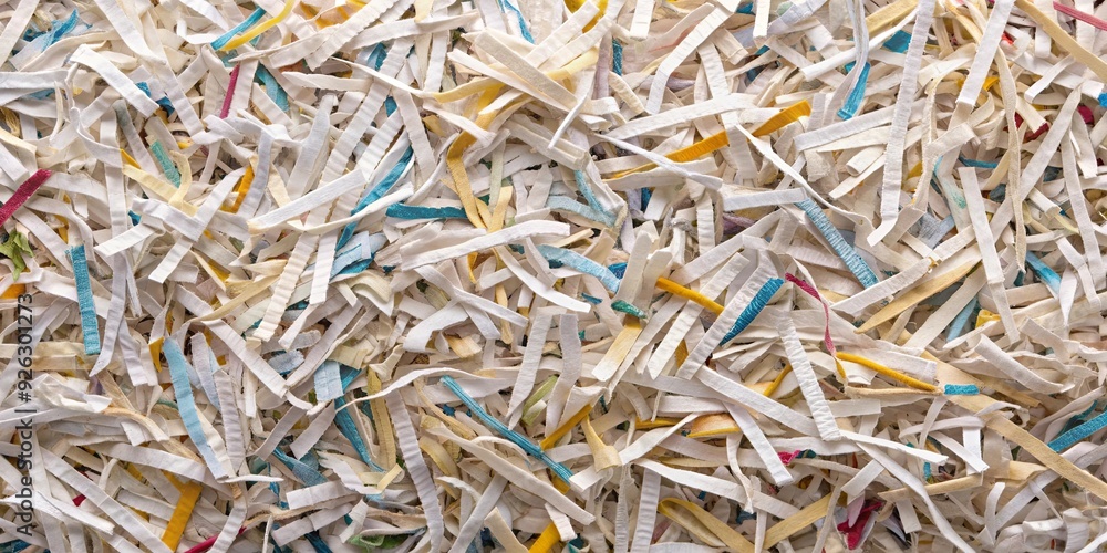 Shredded paper scraps creating a textured background Shredded paper scraps creating a textured background