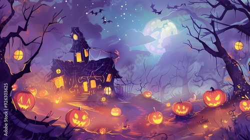 abstract and colorful beautiful illustration of halloween photo