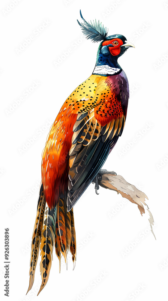 Fototapeta premium golden pheasant,Luxurious golden pheasant with an open tail.