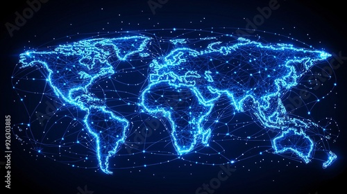 Vibrant Digital Illustration Showcasing a Global Business Network with Glowing Market Conn