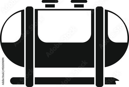 Black simple vector icon of a funicular cable car transporting passengers up a steep incline