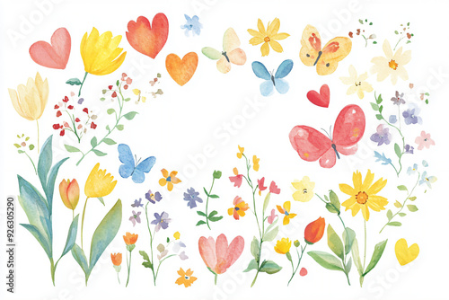 Wallpaper Mural Watercolor Spring Flowers. Torontodigital.ca