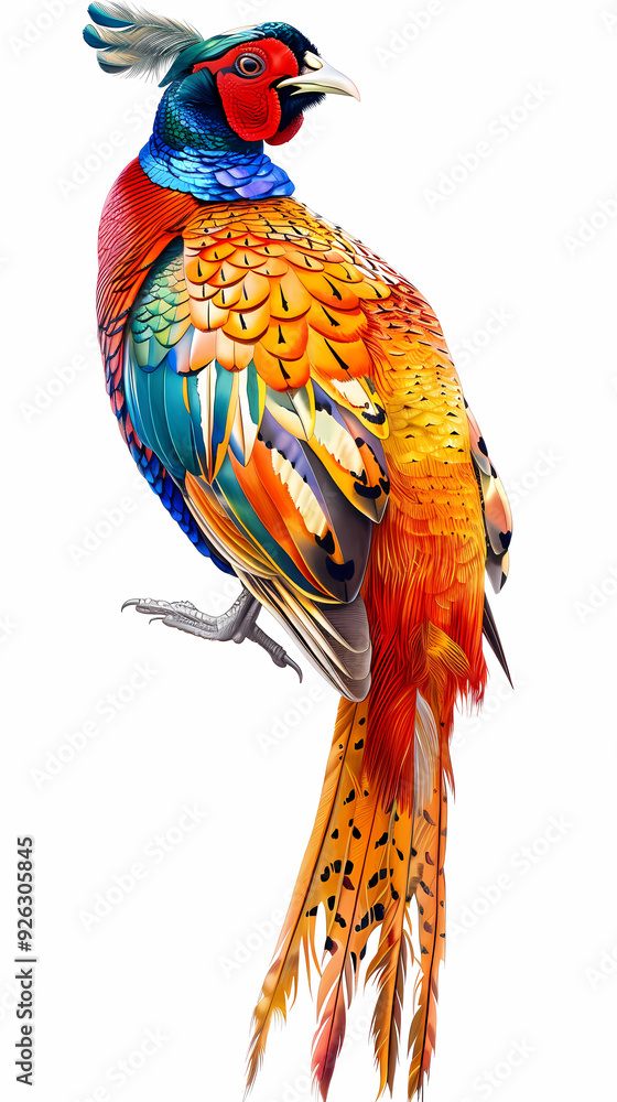Fototapeta premium golden pheasant,Luxurious golden pheasant with an open tail.