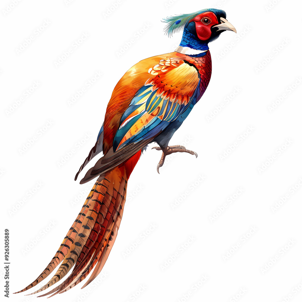 Fototapeta premium golden pheasant,Luxurious golden pheasant with an open tail.