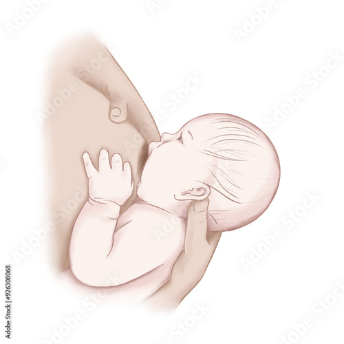 Canvas Print breastfeeding latch on mom baby