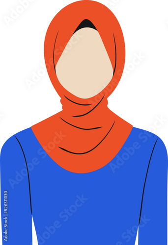 Handdrawn Female Avatar with Hijab Illustration