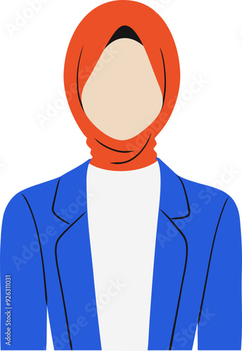 Handdrawn Female Avatar with Hijab Illustration