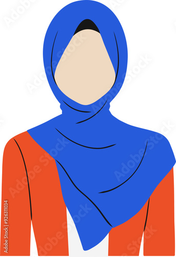 Handdrawn Female Avatar with Hijab Illustration