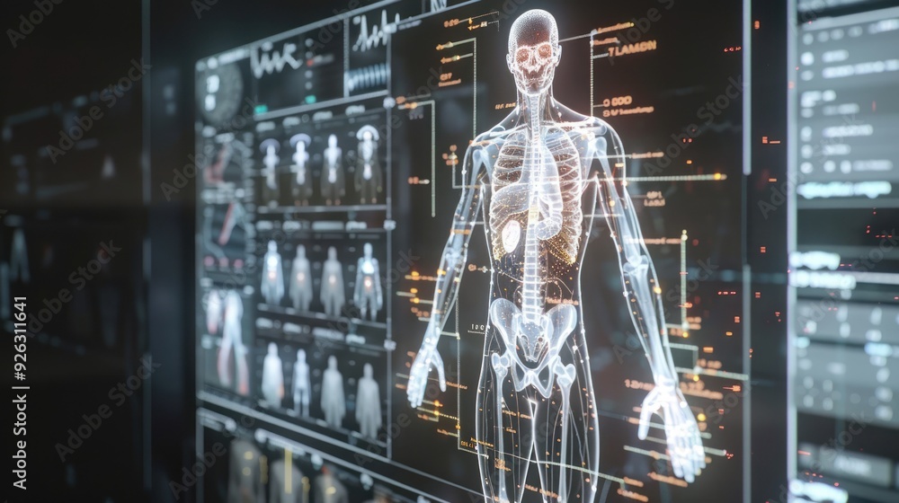 Fototapeta premium Human Body Scan on Digital Screen